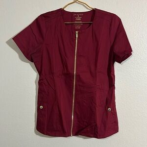 Jaanuu women’s scrub size M red Full zipper